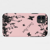 ピンクの花と蝶のiPhone 5カスタムケース Case-Mate iPhoneケース (裏面(横))