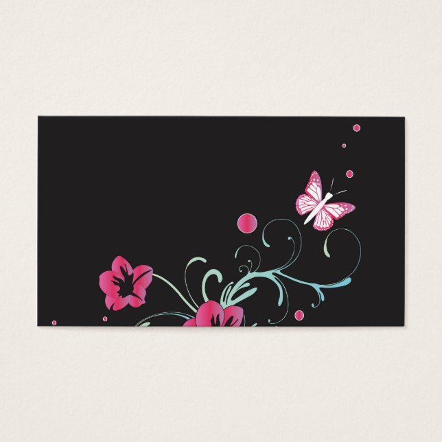 ピンクの花と蝶プロファイルカード (正面)
