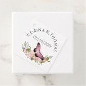 ピンクの花と蝶結婚の フェイバータグ (インサイチュ)