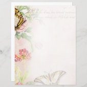 ピンクの花と蝶 (正面/裏面)