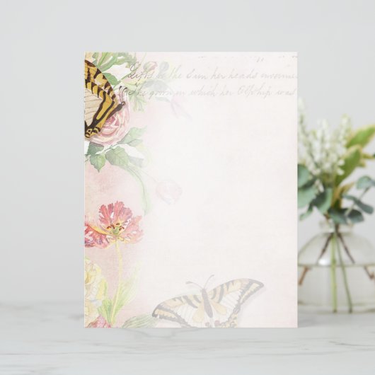 ピンクの花と蝶 (スタンド正面)