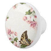 ピンクの花と蝶 セラミックノブ (右)