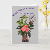 ピンクの花と詩のカード カード (黄色い花)