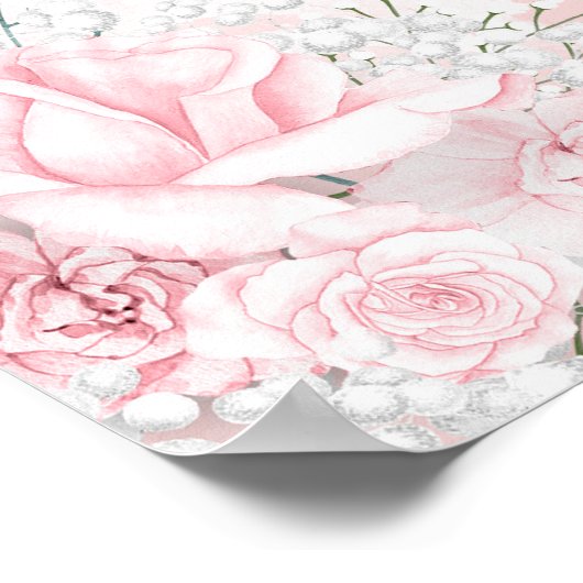 ピンクの花と赤ちゃんの息のバプテスマへようこそ ポスター (角)