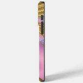 ピンクの花と金の蝶の名入れデザイン Case-Mate iPhoneケース (裏面 / 左)