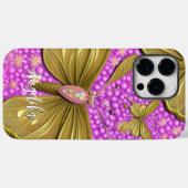 ピンクの花と金の蝶の名前 Case-Mate iPhoneケース (裏面 (横))