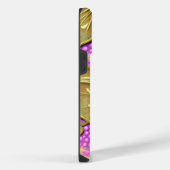 ピンクの花と金の蝶の名前 iPhoneケース (右側面)