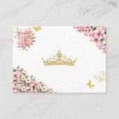 ピンクの花と金の蝶の装飾 エンクロージャーカード (裏面)