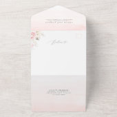 ピンクの花と金ゴールドの緑のエレガントな結婚式 オールインワン招待状 (外側)