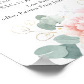 ピンクの花と金ゴールドの緑のバーメニューサイン ポスター (角)