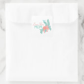 ピンクの花と青い鳥がママを愛してる文 スクエアシール (バッグ)