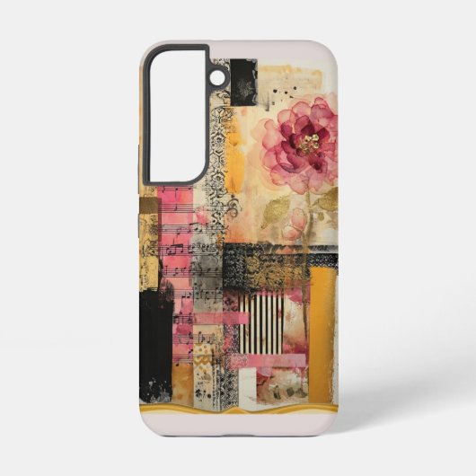 ピンクの花と音楽ノート SAMSUNG GALAXYケース (裏面)