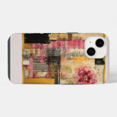 ピンクの花と音符 iPhoneケース (裏面横)
