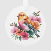 ピンクの花と鳥 オーナメント (裏面)