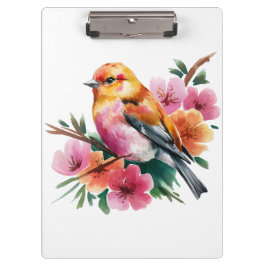ピンクの花と鳥 クリップボード