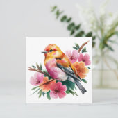 ピンクの花と鳥 招待状 (スタンド正面)