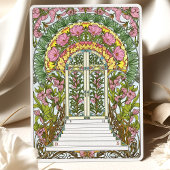 ピンクの花と黄色のアクセントの保存日付 招待状