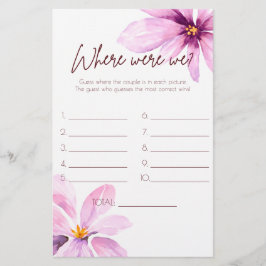 ピンクの花どこで我々のブライダルシャワーゲーム
