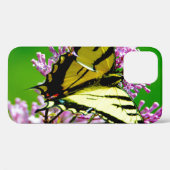 ピンクの花に咲く黄色い蝶 Case-Mate iPhoneケース (裏面 (横))