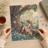 ピンクの花に囲まれた魔法の妖精 ジグソーパズル