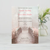 ピンクの花のある森の中の幻想的な橋 招待状 (スタンド正面)