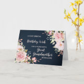 ピンクの花のおばあちゃん誕生日カード カード (黄色い花)