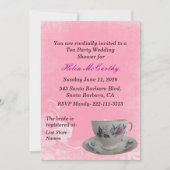 ピンクの花のお茶会のブライダルシャワーの招待状 招待状 (正面)