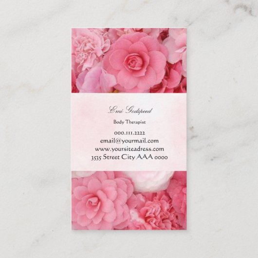 ピンクの花のかわいい名刺 名刺 (裏面)