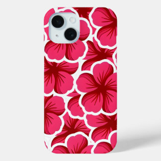 ピンクの花のかわいい花柄 iPhone 15ケース