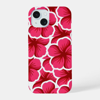 ピンクの花のかわいい花柄 iPhone 15ケース