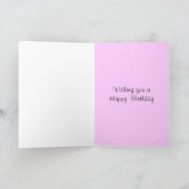 ピンクの花のかわいらしく青い蝶 カード (内部)