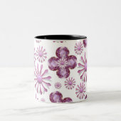 ピンクの花のきらきら光るなコーヒーカップ ツートーンマグカップ (中央)