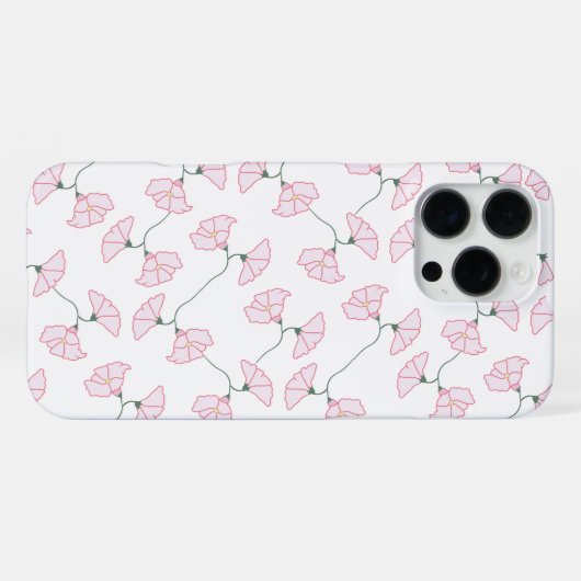 ピンクの花のつるのiPhoneケース iPhoneケース (裏面横)