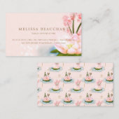 ピンクの花のはすヨガの黙想のスパのホリスティック 名刺 (正面/裏面)