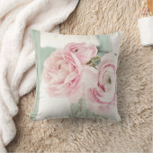 ピンクの花のぼろぼろのシックな水差し クッション (ブランケット)
