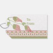 ピンクの花のアクセント付つる ギフトタグ (裏面横)