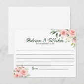 ピンクの花のアドバイスとウィッシュカード エンクロージャーカード (正面/裏面)
