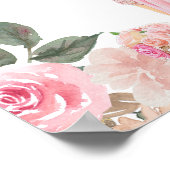 ピンクの花のアナンド・カラージ シーク教の結婚式ウェルカムサイン ポスター (角)