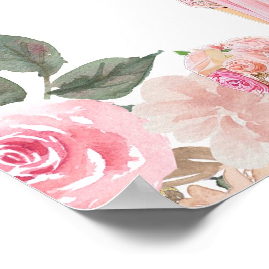 ピンクの花のアナンド・カラージ シーク教の結婚式ウェルカムサイン ポスター (角)