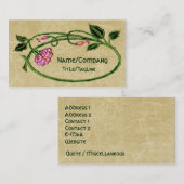 ピンクの花のアールヌーボー 名刺 (正面/裏面)