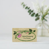 ピンクの花のアールヌーボー 名刺 (スタンド正面)