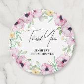 ピンクの花のイソギンチャク ウェディングシャワーのお礼 フェイバータグ (正面)