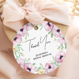 ピンクの花のイソギンチャク ウェディングシャワーのお礼 フェイバータグ