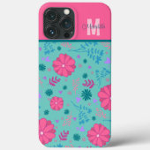 ピンクの花のインスピレーション名前をカスタムするモノグラム Case-Mate iPhoneケース (裏面)