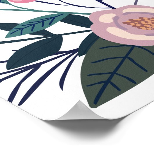 ピンクの花のウェディングまたはベビーシャワーのウェルカムサイン ポスター (角)