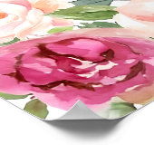 ピンクの花のウェディングシャワーの歓迎の看板、フォームボード ポスター (角)