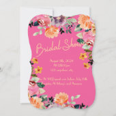 ピンクの花のウェディングシャワー招待状 招待状 (正面)