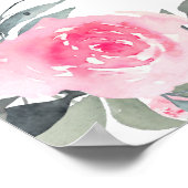 ピンクの花のウェディングシャワー歓迎サイン ポスター (角)