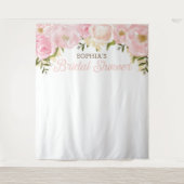 ピンクの花のウェディングシャワー背景写真プロップ タペストリー (正面)