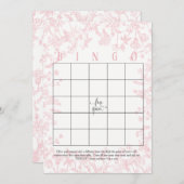 ピンクの花のウェディングシャワー ビンゴカード 招待状 (正面/裏面)